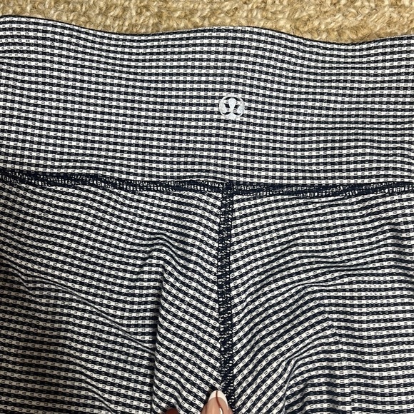 Lululemon Wunder Under Crop Leggings Inkwell Gingham Navy White Leggings - Picture 6 of 9